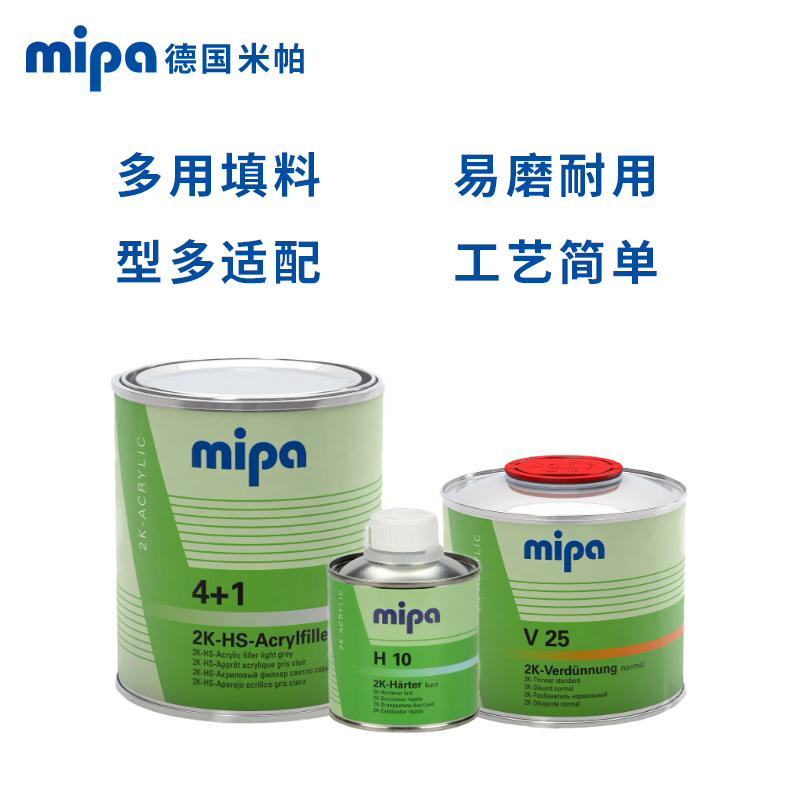 德国米帕 Mipa4+1丙烯酸中涂底漆深灰 底漆黑色漆白色中涂进口涂料