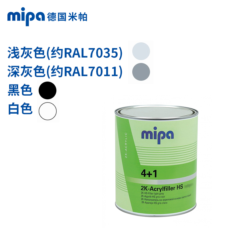 德国米帕 Mipa4+1丙烯酸中涂底漆深灰 底漆黑色漆白色中涂进口涂料