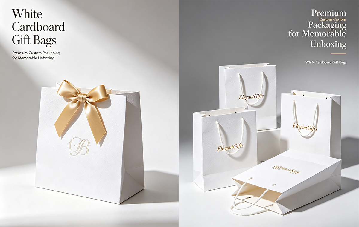 White Cardboard Gift Bags — Premium Custom Packaging for Memorable Unboxing