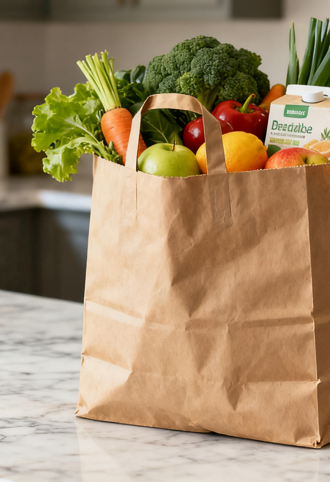 Kraft paper bags for healthy meals or food
