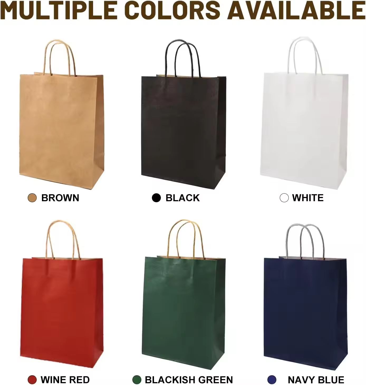 White Brown Eco-Friendly Kraft Paper Twisted Handle Custom Logo Shopping Carrier Bag with Printed