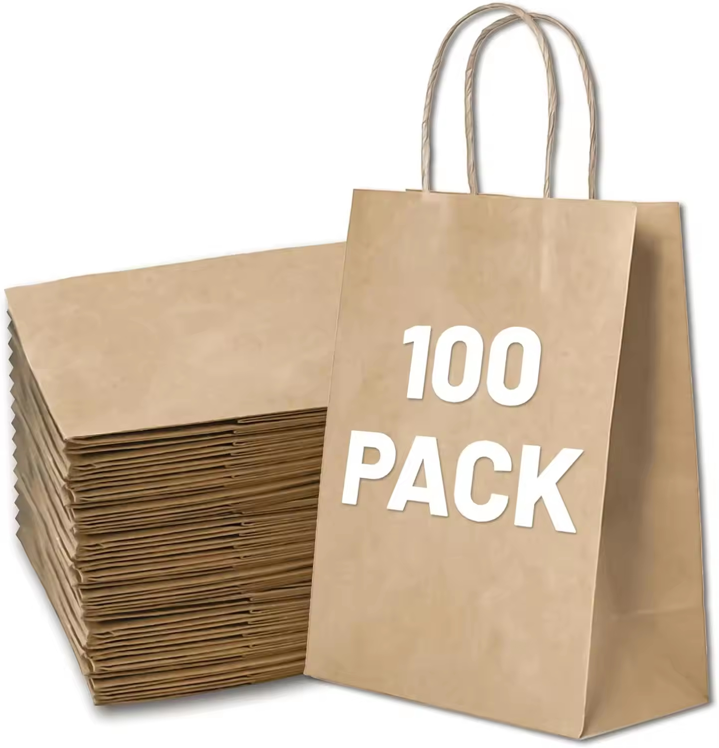 White Brown Eco-Friendly Kraft Paper Twisted Handle Custom Logo Shopping Carrier Bag with Printed