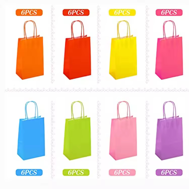 Custom Printed Multi-Color Kraft Paper Bag for Children's Festivals Packaging Shoes Candles Photo Frames Food Use Shopping Tote