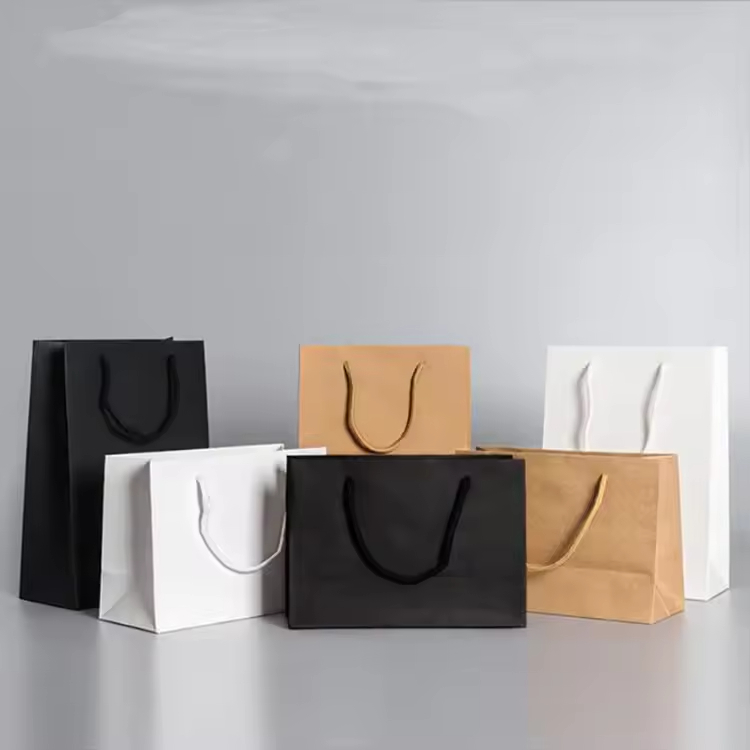 Multi-Color Custom Printed Logo Kraft Paper Bag for Clothing Shoes Socks Fur Packaging and Tote Shopping
