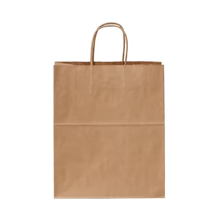 Brown Kraft Paper Bag Reusable for Packaging Clothing Shoes Fur Shop Use With Custom Logo