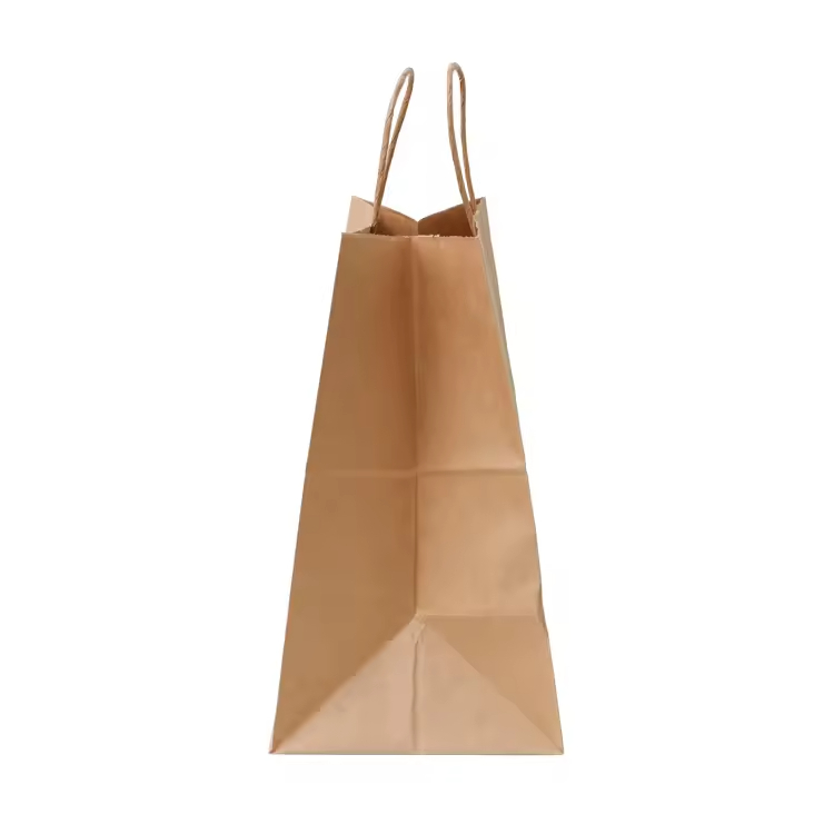 Brown Kraft Paper Bag Reusable for Packaging Clothing Shoes Fur Shop Use With Custom Logo