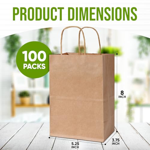 Brown Paper Bags, Kraft Brown Paper Bags With Handles, Recycled Small Gift Bag With Handles, Ideal For Shopping Retail Grocery