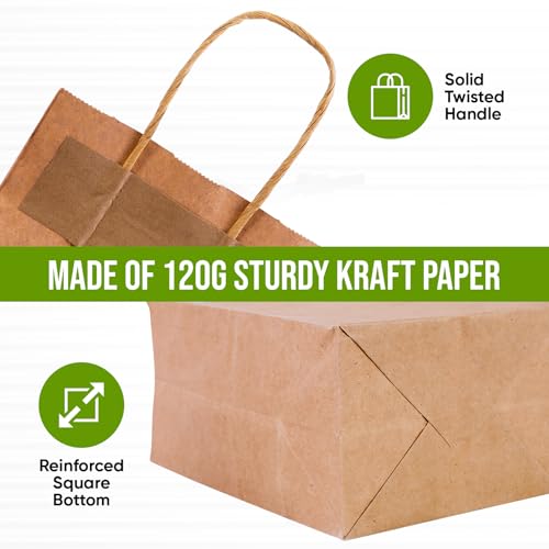 Brown Paper Bags, Kraft Brown Paper Bags With Handles, Recycled Small Gift Bag With Handles, Ideal For Shopping Retail Grocery