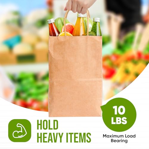 Brown Paper Bags, Kraft Brown Paper Bags With Handles, Recycled Small Gift Bag With Handles, Ideal For Shopping Retail Grocery
