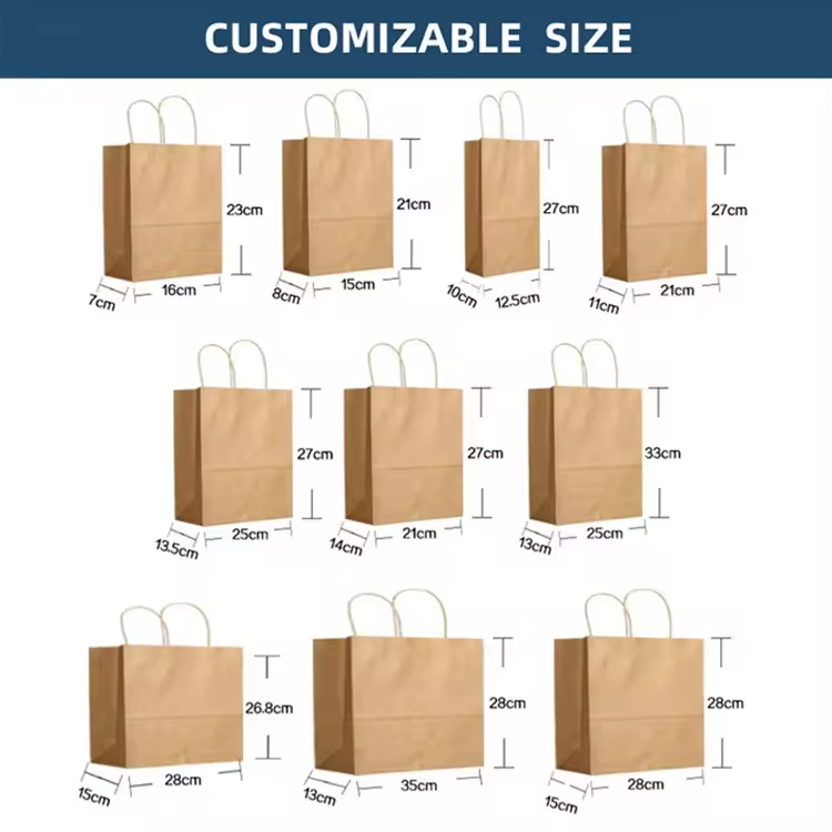 Factory Wholesale Custom Printed Your Own Logo White Brown Kraft Gift Craft Shopping Paper Bag With Handles