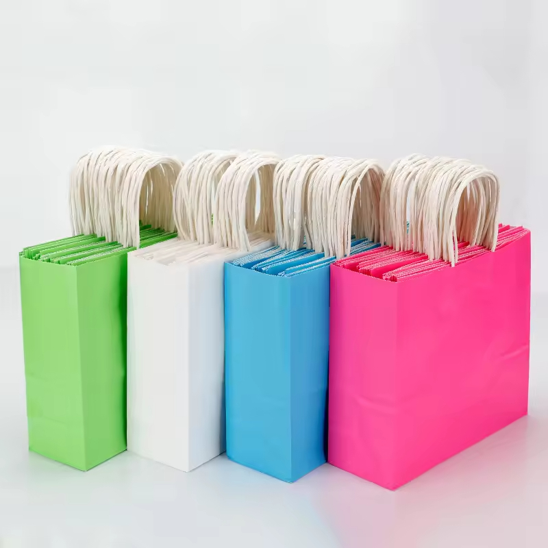 Wholesale Custom Brown Kraft Disposable Paper Bag With Handle for Food Packaging Advertising Paper Bag