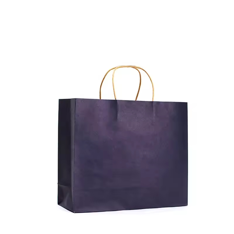 Recyclable Kraft Paper Bag With Your Own Logo,Custom Shopping Paper Bag for Food With Handle