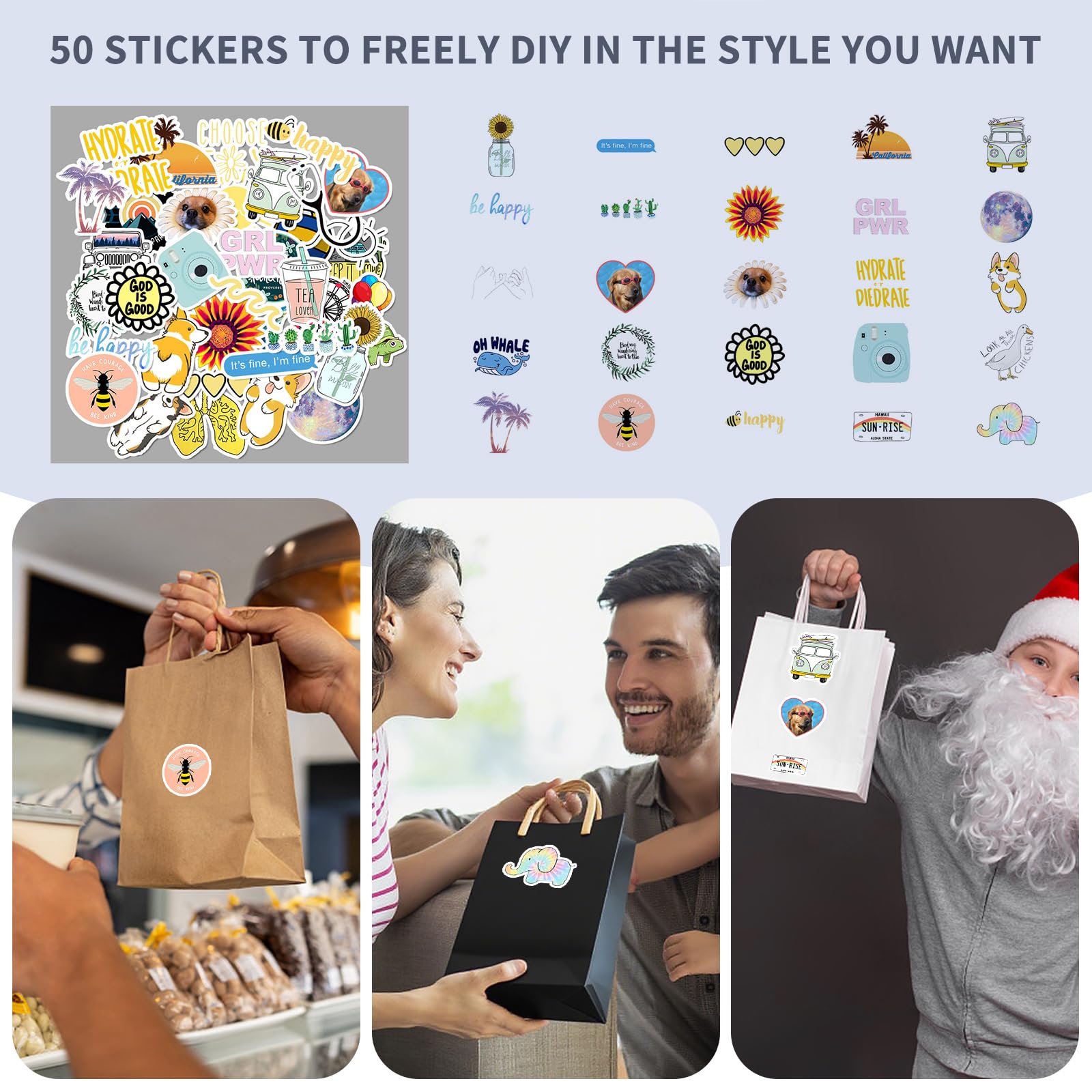 Gift Bag Bulk,Kraft Paper Bags with Handles, Shopping, Wedding, Party Favor, Merchandise, Retail, Black Paper Sacks-with 50 stylish stickers