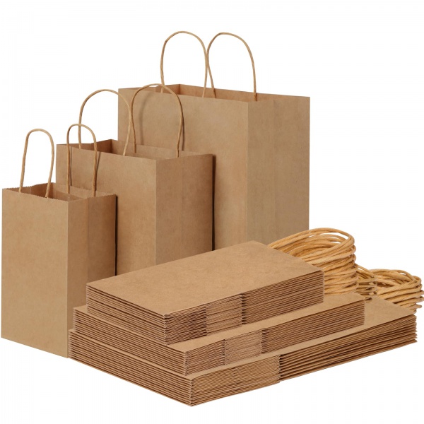 Brown Kraft Paper Bags with Handles - Bulk Assorted Sizes for Retail, Takeout, Bakery & Party Favors | Durable Shopping & Gift Bags for Merchandise, Small Business & Hospitality