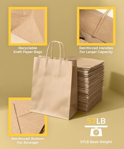 Paper Bags with Handles  Large Brown Paper Bags - Heavy Duty Kraft Paper