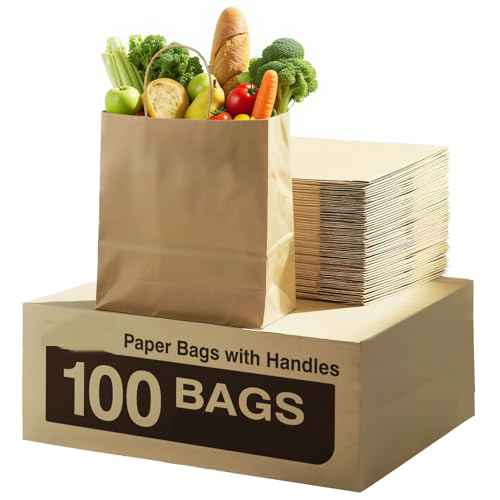 Paper Bags with Handles  Large Brown Paper Bags - Heavy Duty Kraft Paper