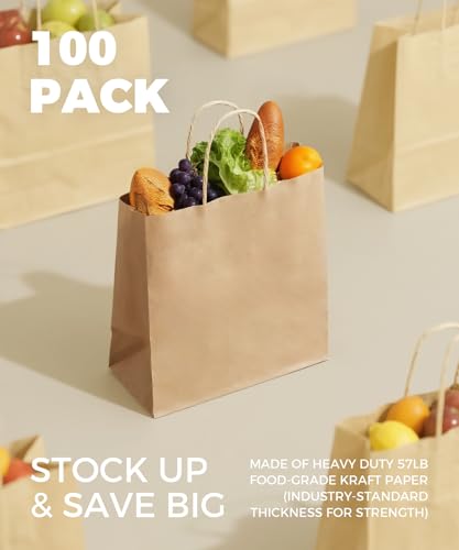Paper Bags with Handles  Large Brown Paper Bags - Heavy Duty Kraft Paper