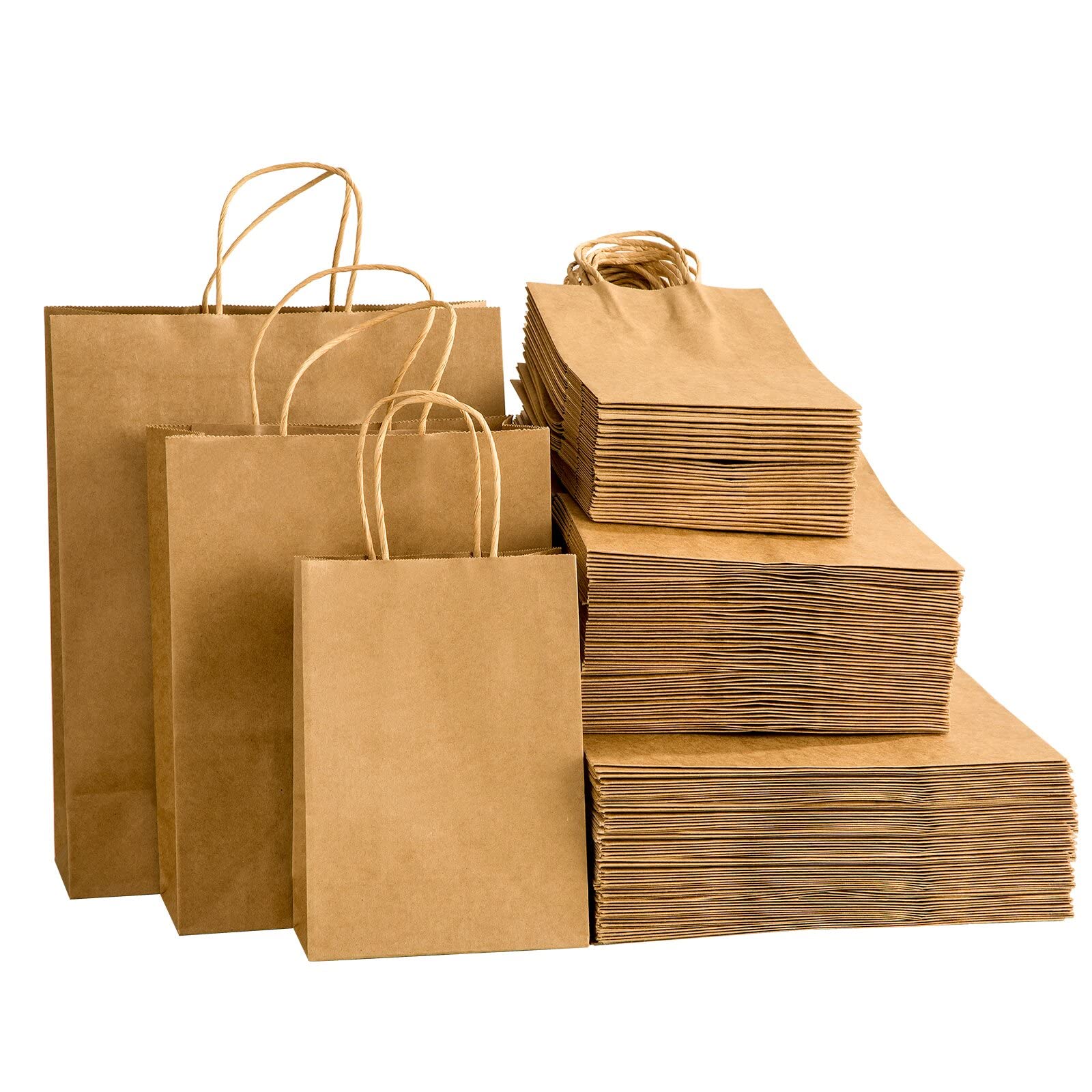 Brown Kraft Paper Bags with Handles - Mixed Size Gift Bags