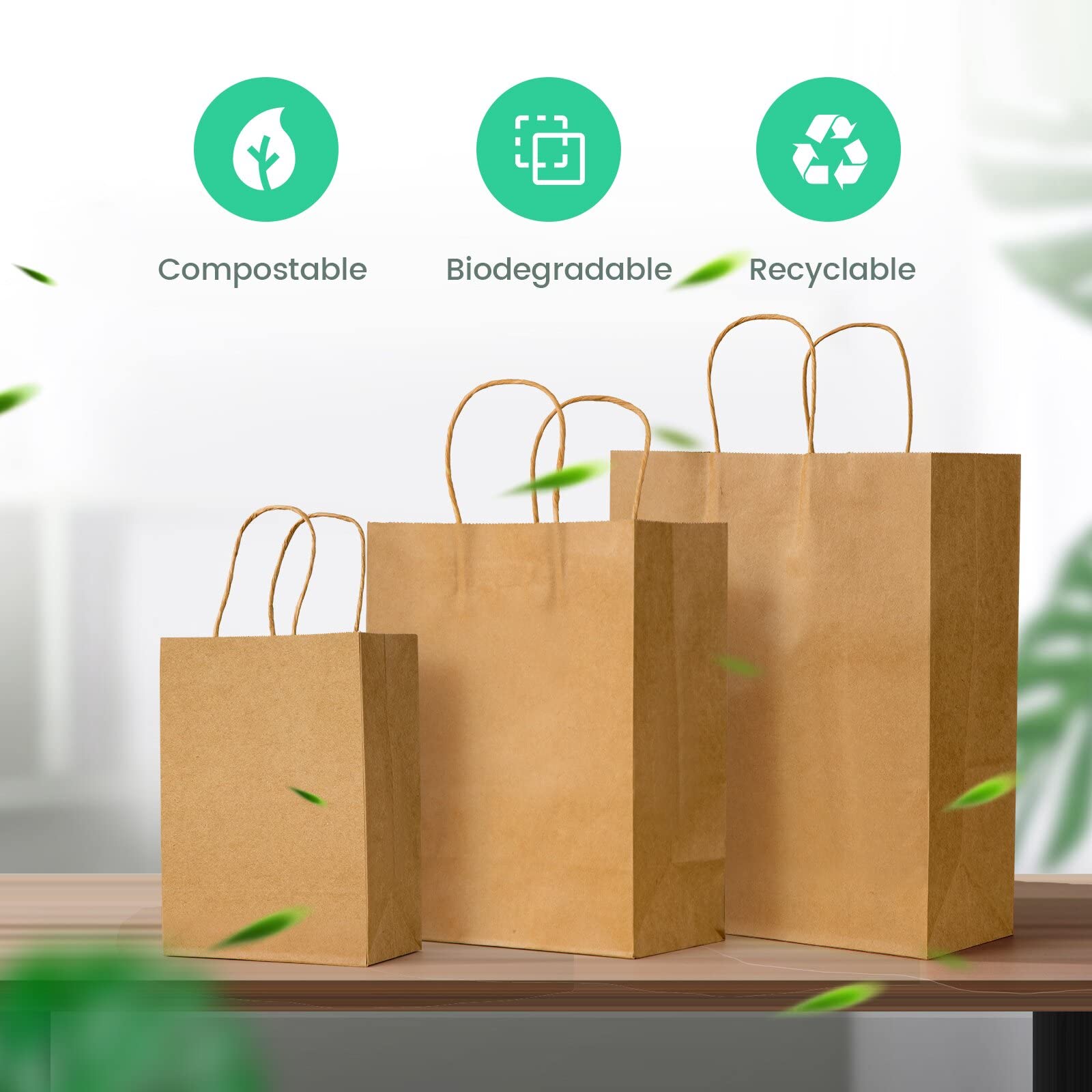 Brown Kraft Paper Bags with Handles - Mixed Size Gift Bags