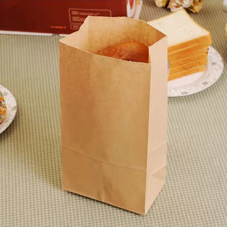 Free Custom Logo Printing Size Kraft Paper Food Carrier Bag for Restaurant