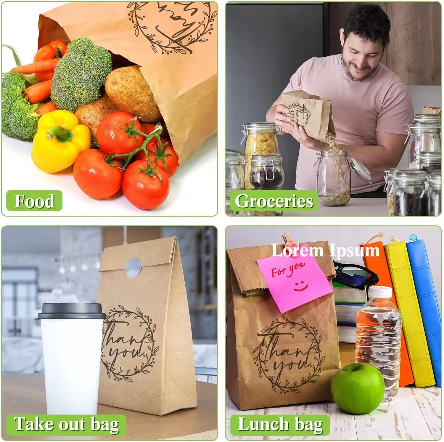 Custom Printed Logo Pharmacy Counter Medical Sickness SOS White Kraft Bread Paper Bags for Medicine Paper Bags Without Handles