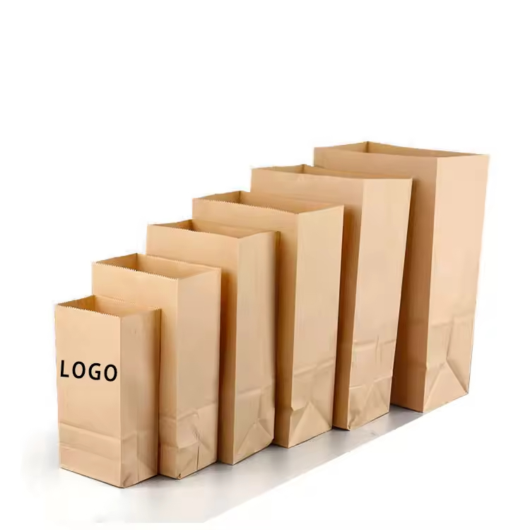 Custom Printed Logo Cardboard Food Packaging Paper Bag Cheap White Brown Kraft Gift Craft for Household Products for Shopping