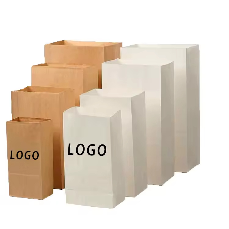 Custom Printed Logo Cardboard Food Packaging Paper Bag Cheap White Brown Kraft Gift Craft for Household Products for Shopping