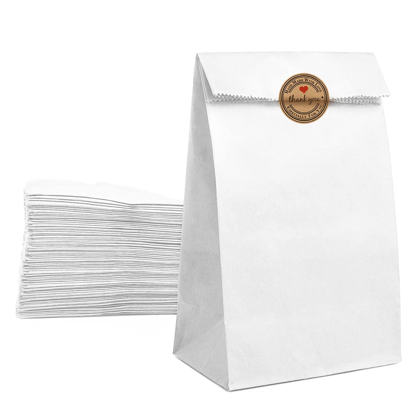 Paper Lunch Bags Large White Lunch Bags Kraft White Paper Bags White Lunch Sacks Strong for Small Business