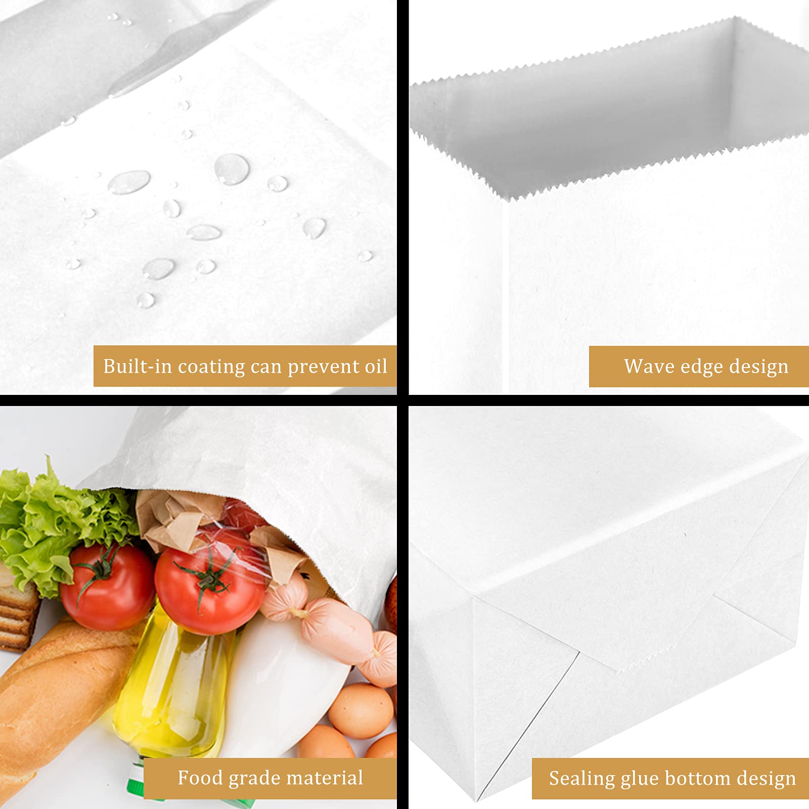 Paper Lunch Bags Large White Lunch Bags Kraft White Paper Bags White Lunch Sacks Strong for Small Business