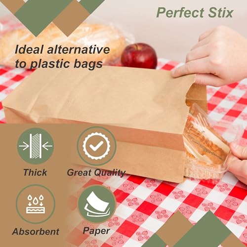 Perfect Stix Brown Bag 100 6lb Brown Paper Lunch Bags - Pack of 100ct