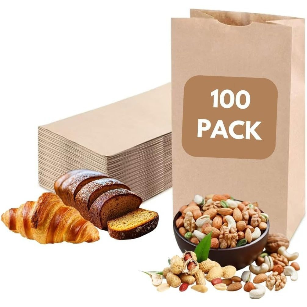 Kraft Paper Durable Bags for Groceries, Grocery Bags Durable Paper Barrel, Takeout, Retail, Bread Bags, or Thank you Bag