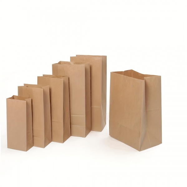 Disposable Foldable Brown Kraft Paper Bags, Suitable for Fast Food Restaurants, Coffee Shops, Supermarkets, Small, Medium, Large Sizes