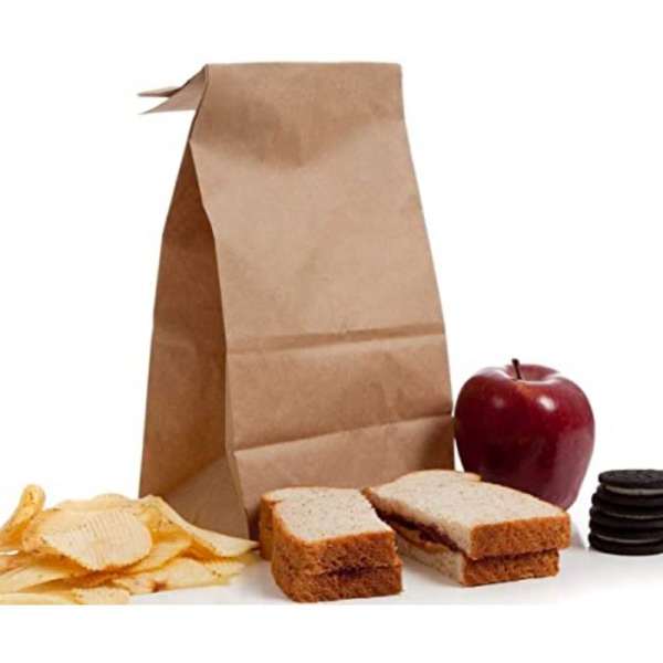 White Kraft Paper Lunch Bags - Recycled PET Coated, Bulk Grocery Bags for Bakery, Snacks, Parties, Gift Packaging - Reusable , for Weddings, Events, Everyday Use - Kraft Bags, Food Packaging, Catering Supplies