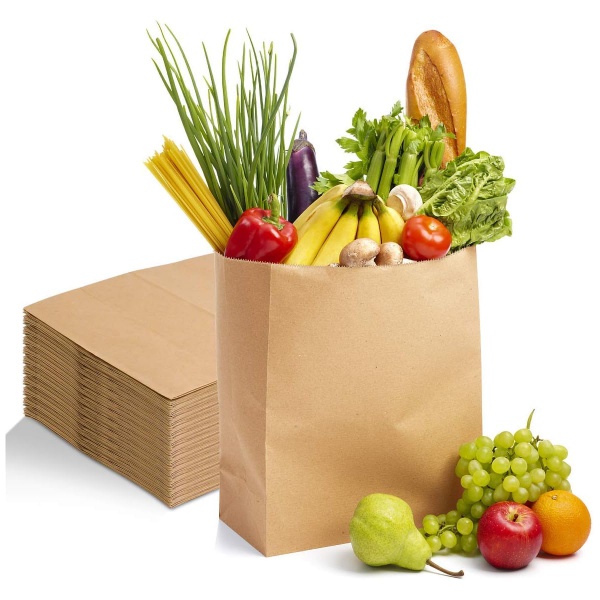 Large Brown Paper Bags - Durable Reusable Grocery Sacks, Perfect for Grocery Shopping, Delivery, Takeout Orders