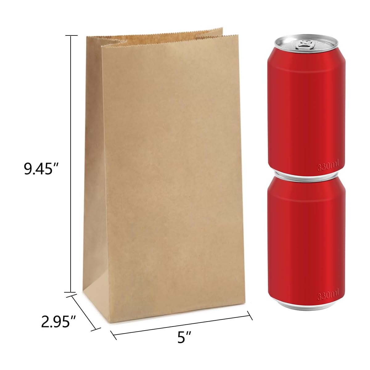Bulk Brown Kraft Paper Lunch Bags with Drawstring Closure - Capacity Heavy-Duty Uncoated Plastic/Wood/Paper Material for School, Office, Picnic, Craft & Bread Storage - Sturdy Disposable Bags for Snacks, Meals