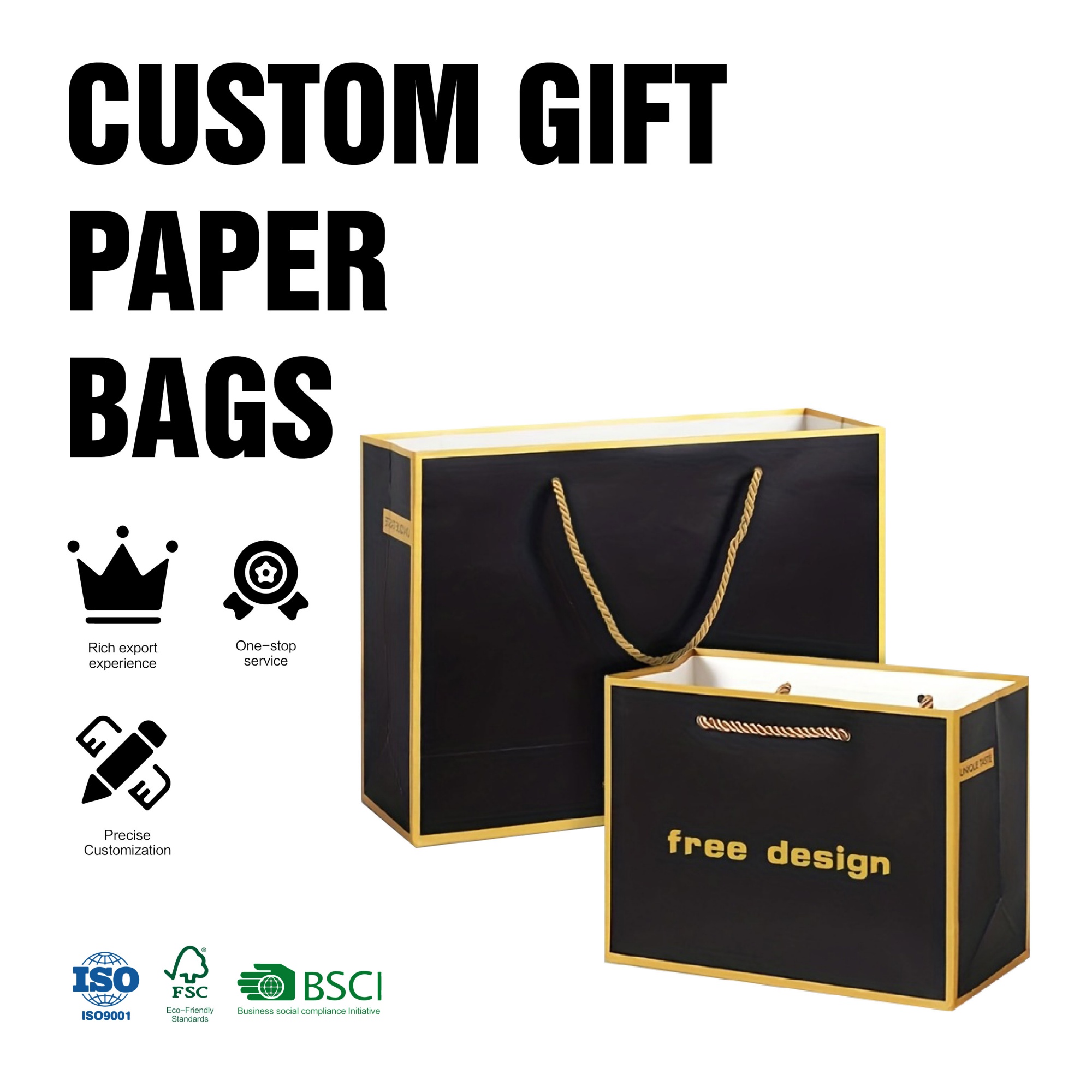 Custom Logo Eco-Friendly Gift Retail Packaging Paper Shopping Bags with Satin Ribbon Handle Textured