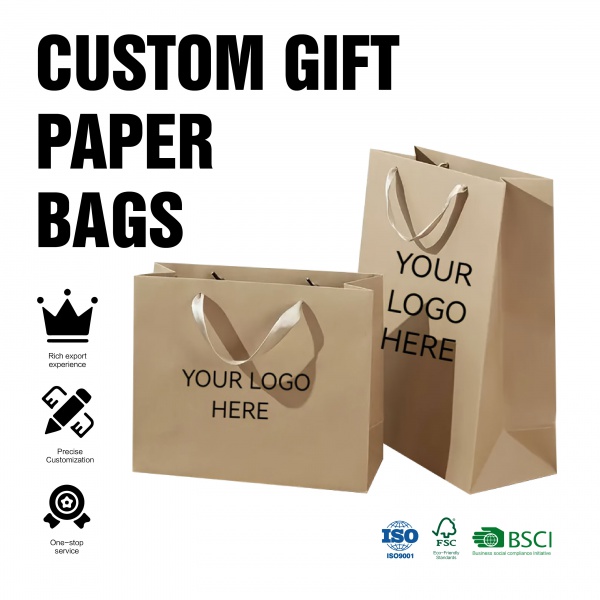 Wholesales Craft Happy Wedding Gift Paper Bag Cheap Price Shopping Gift Bag Packaging with Greeting Card