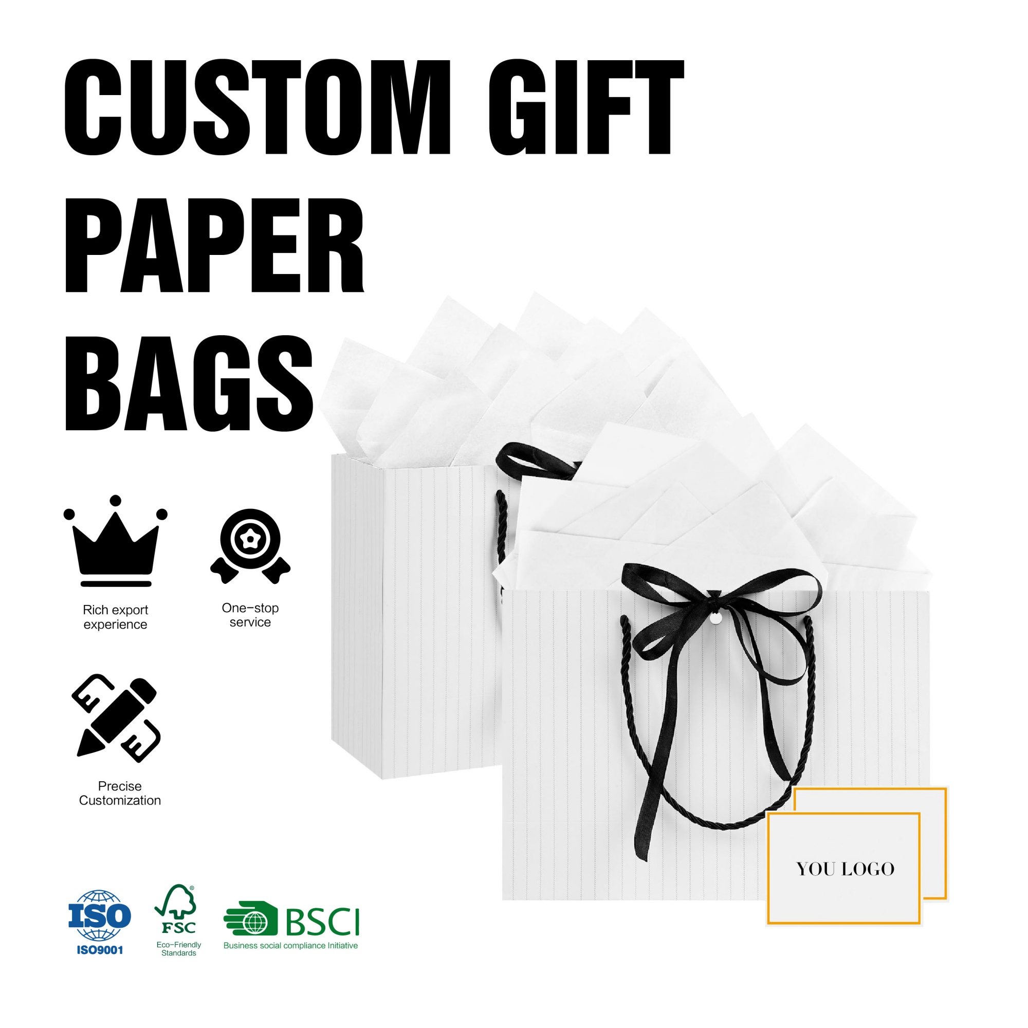 Elegant Design Recyclable Clothing Jewelry Gift Packaging Custom Logo Paper Shopping Bags