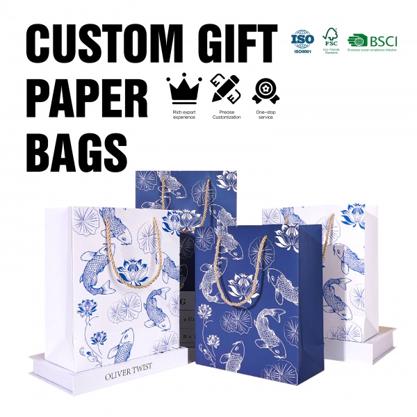 Flexographic Printing Recyclable Die Cut Handle Paper Bag Shopping Gift for Clothes Garments with Own Logo