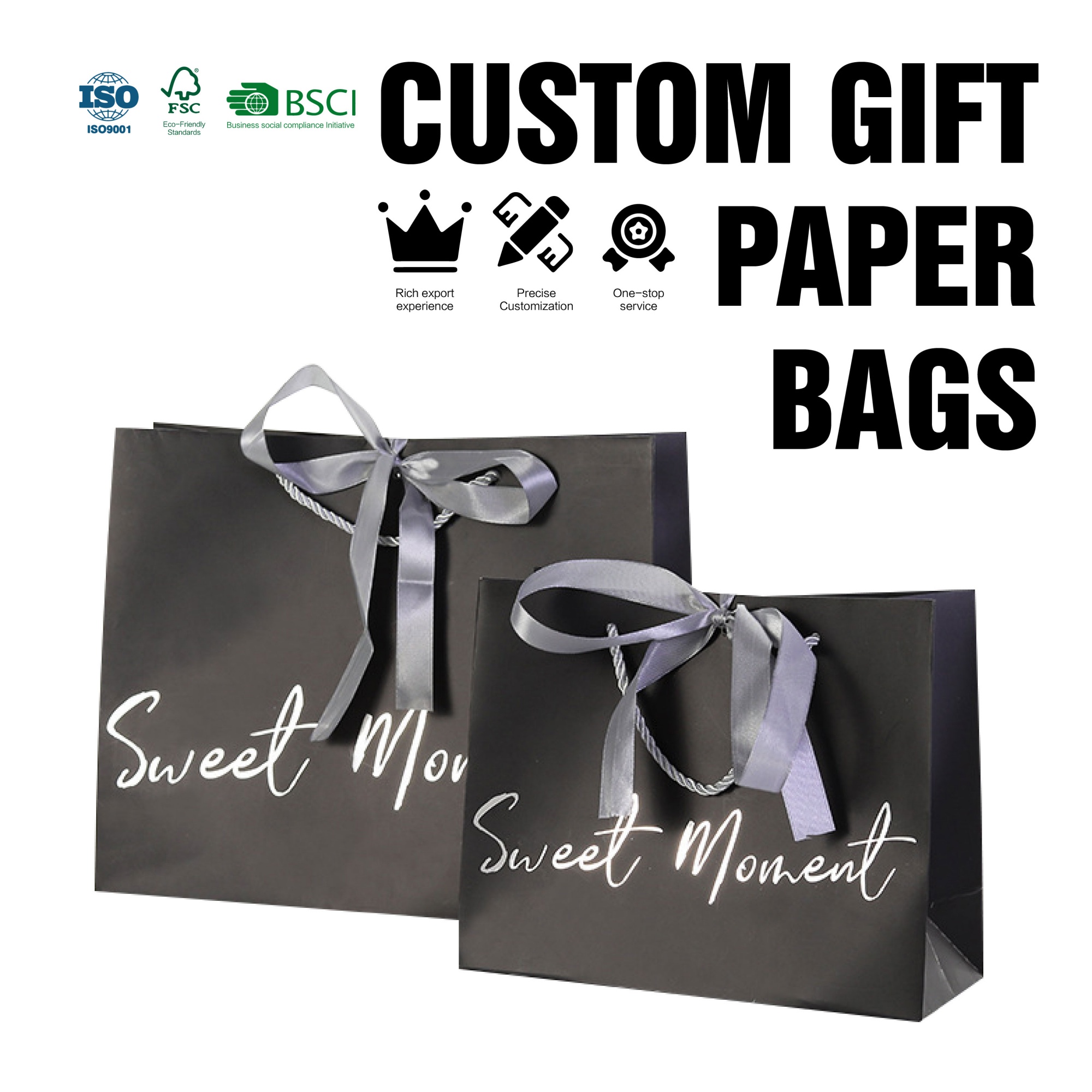 New Design Logo Printing Luxury Biodegradable Recyclable Eco-Friendly Paper Bags for Shopping Use