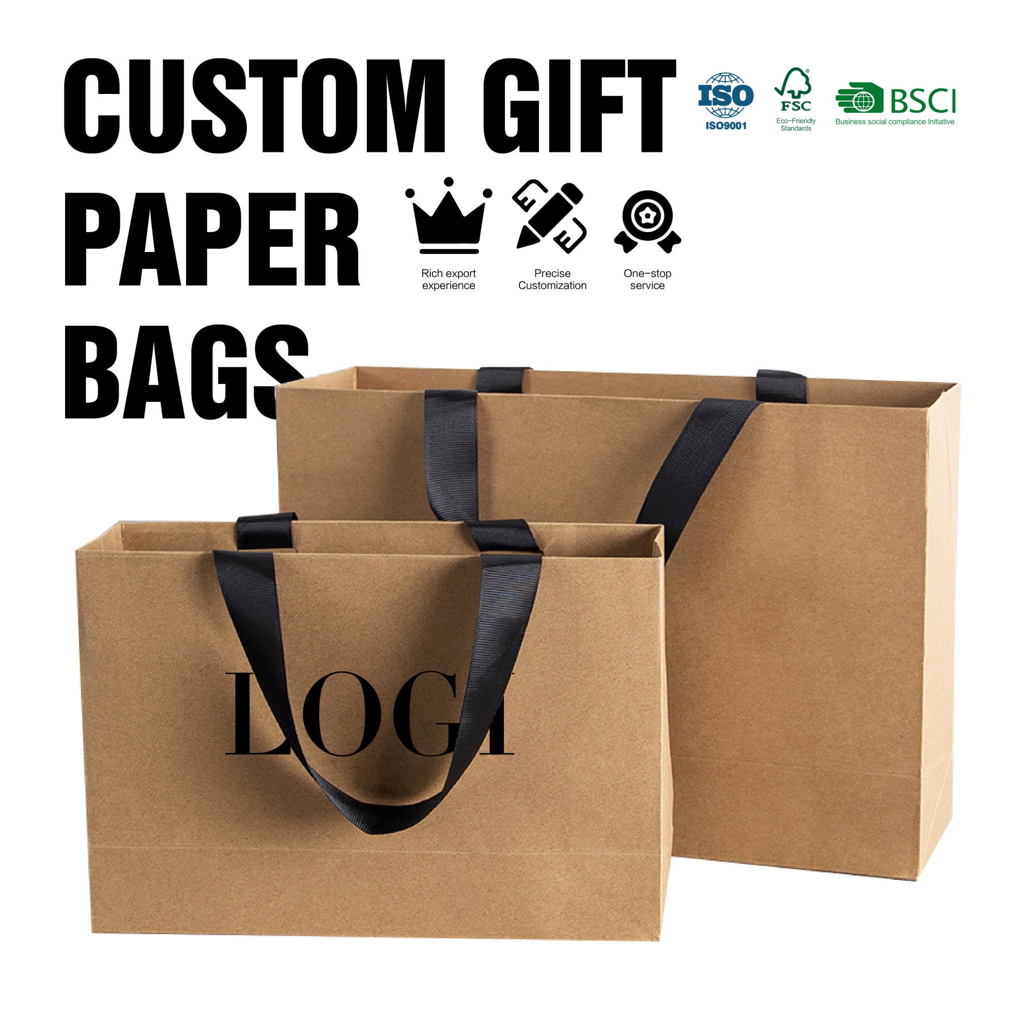 Free Design Reasonable Price Boutique Coated Custom Paper Shopping Bags Cheap with Your Own Logo
