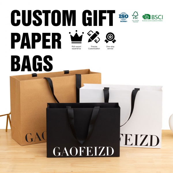 Wholesale Luxury Gift Hot Stamping Design Handheld Paper Shopping Bags for Clothing and Skincare
