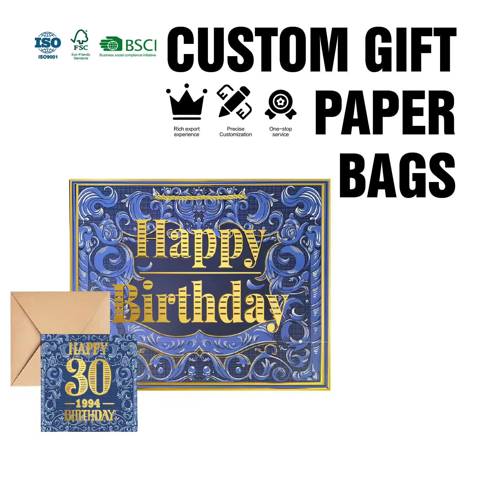 Factory Direct Sales Standard Eco-Friendly Recycled Materials Bulk Shopping Paper Gift Bags