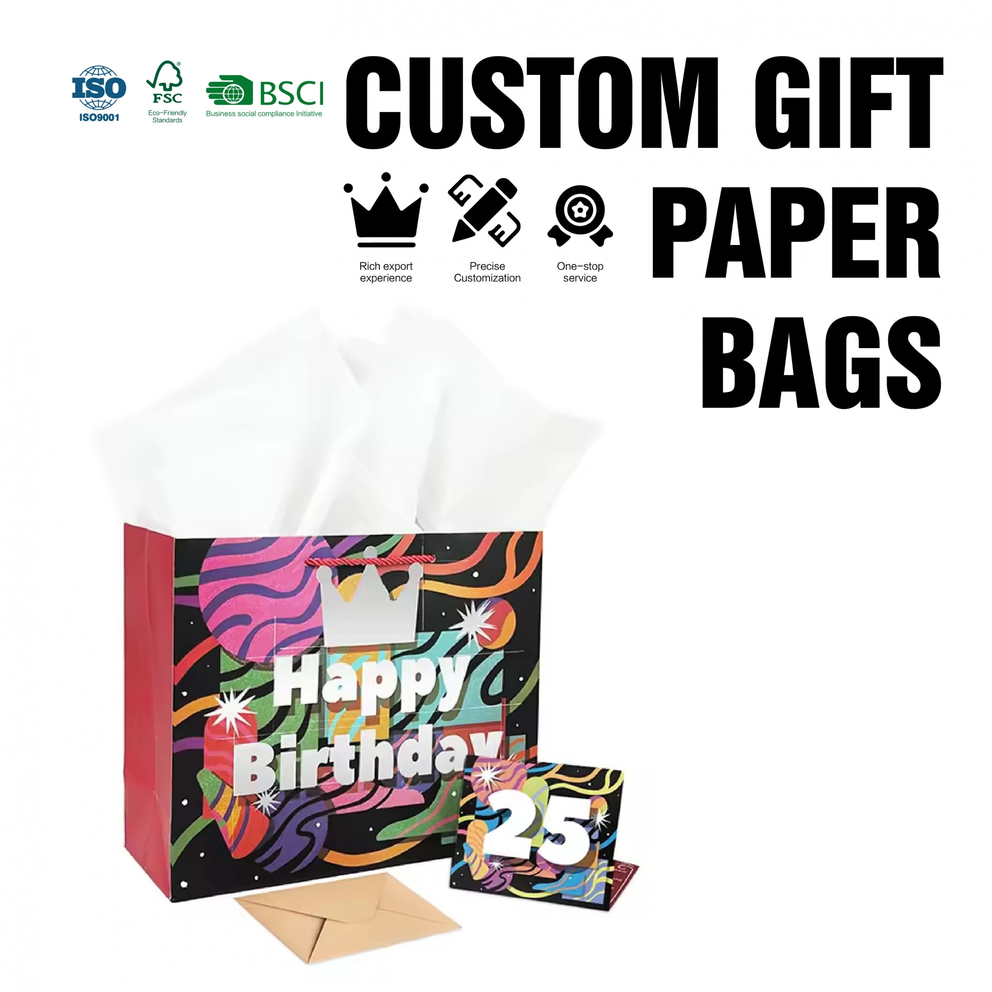 Wholesale Packaging Handle Kraft Craft Food Reusable Printed Paper Shopping Bag with Logo