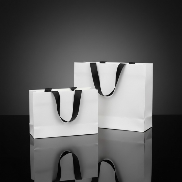 Luxury Custom Ribbon Handle Tote Gift Tote Paper Bag for Luxury Store Custom Jewelry Shopping Paper Bag
