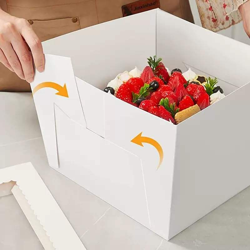 Design Luxury White Cardboard Food Grade Cake Box with Transparent Pvc Window Lid