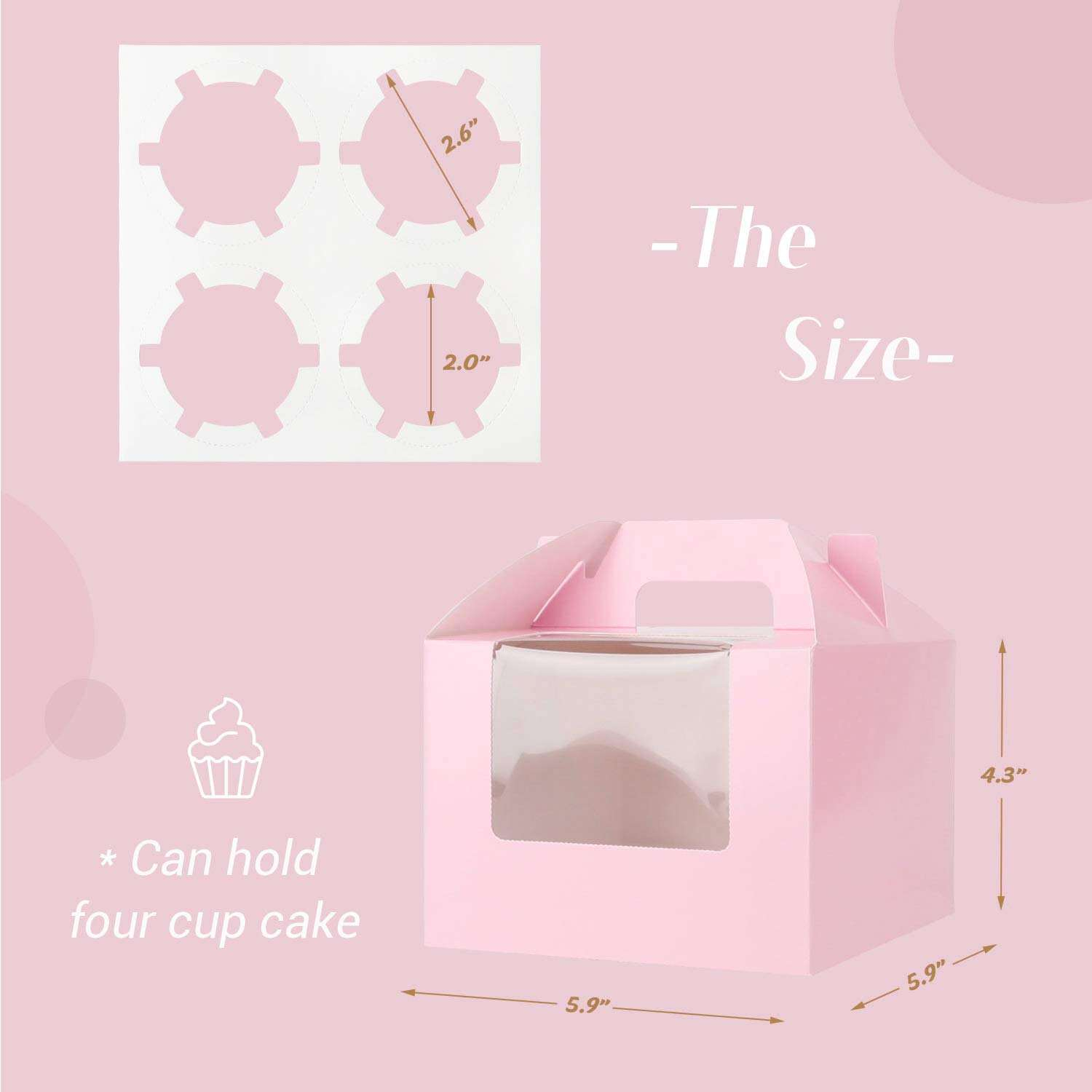 Custom Pink Collapsible Candy Cupcake Wrapping Cardboard Box Packaging for Food Industries Made From Paperboard