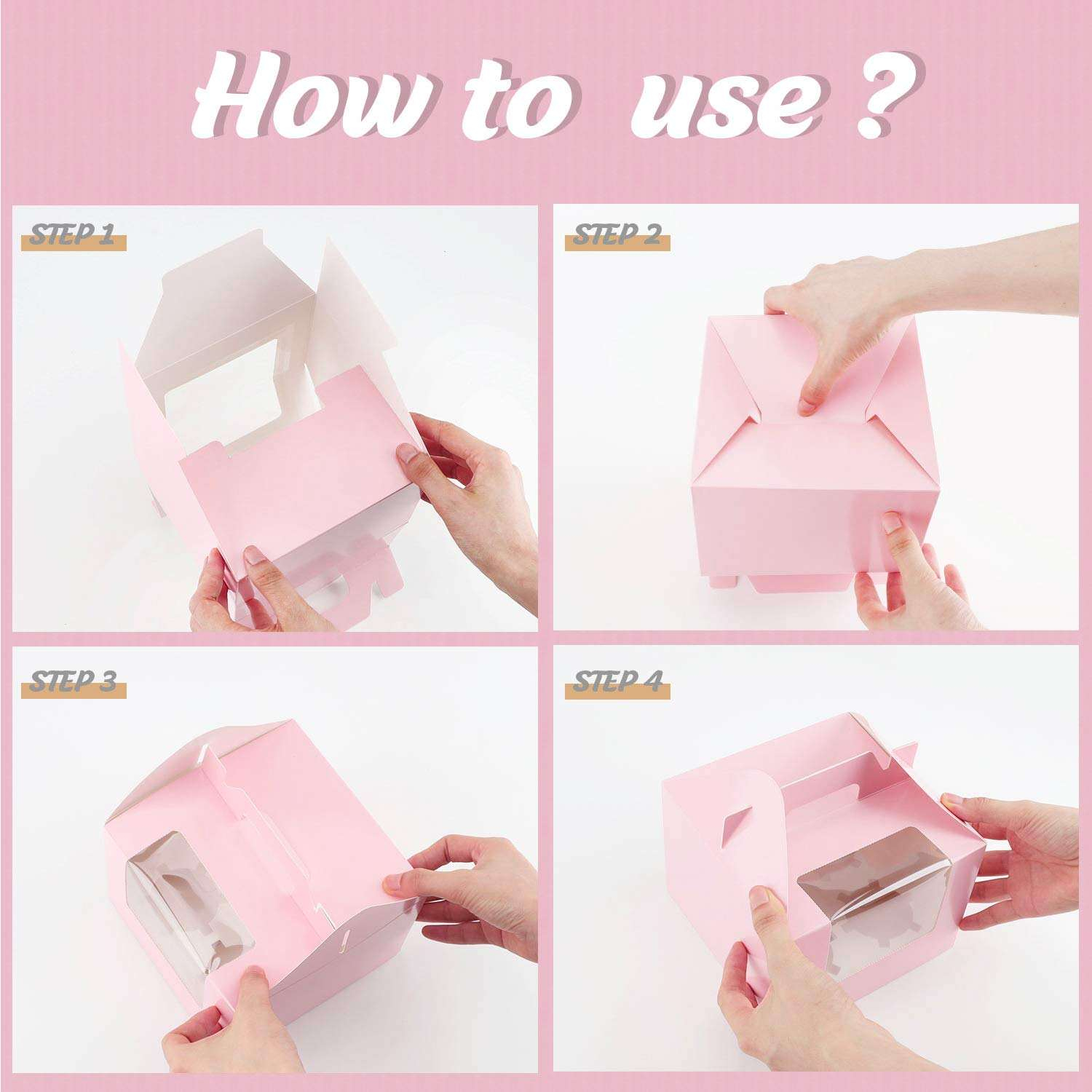 Custom Pink Collapsible Candy Cupcake Wrapping Cardboard Box Packaging for Food Industries Made From Paperboard
