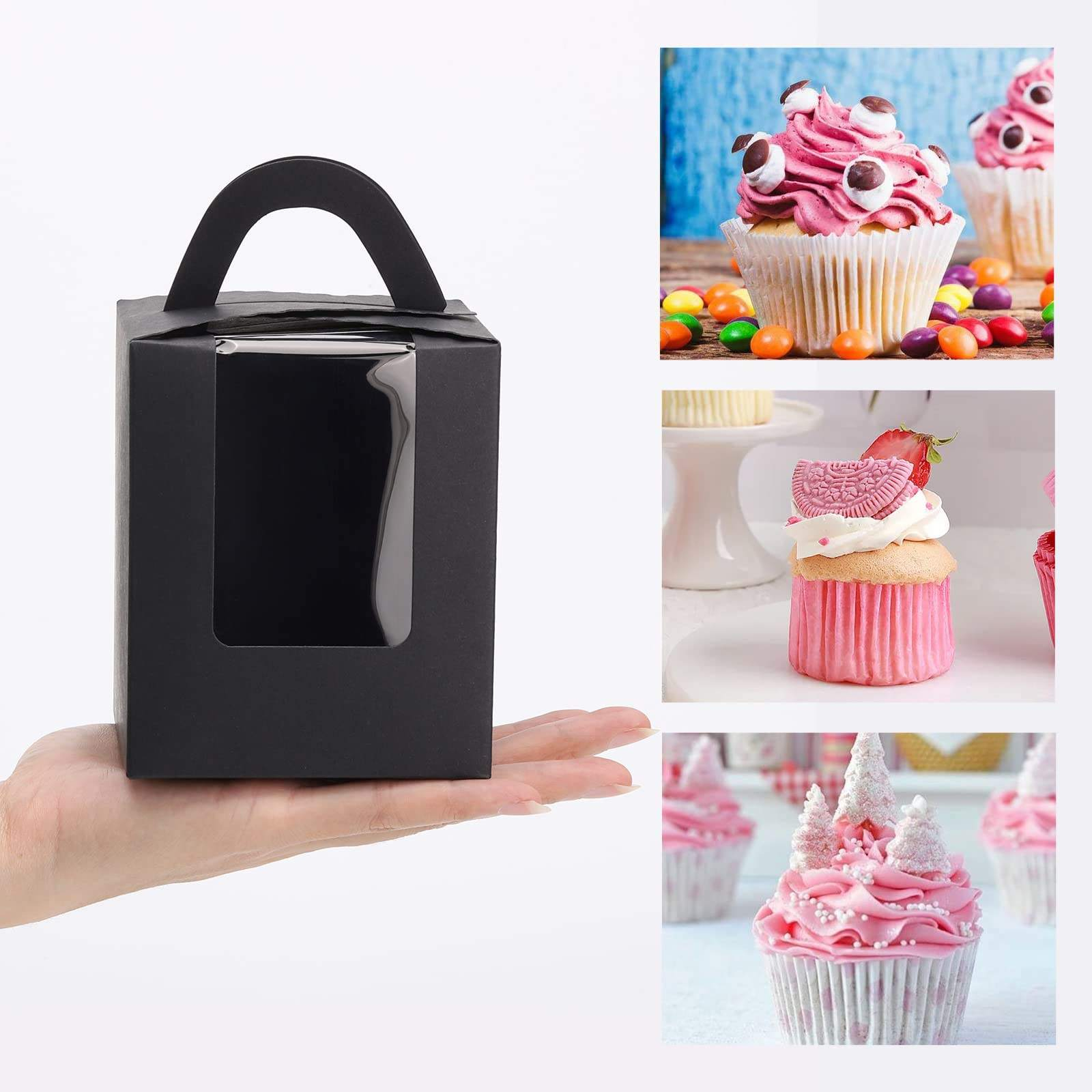 Mini Birthday Gift Window Handle Custom Logo Printed Made Recycled Materials Rigid Paper Packaging for Food Small Mini Cake