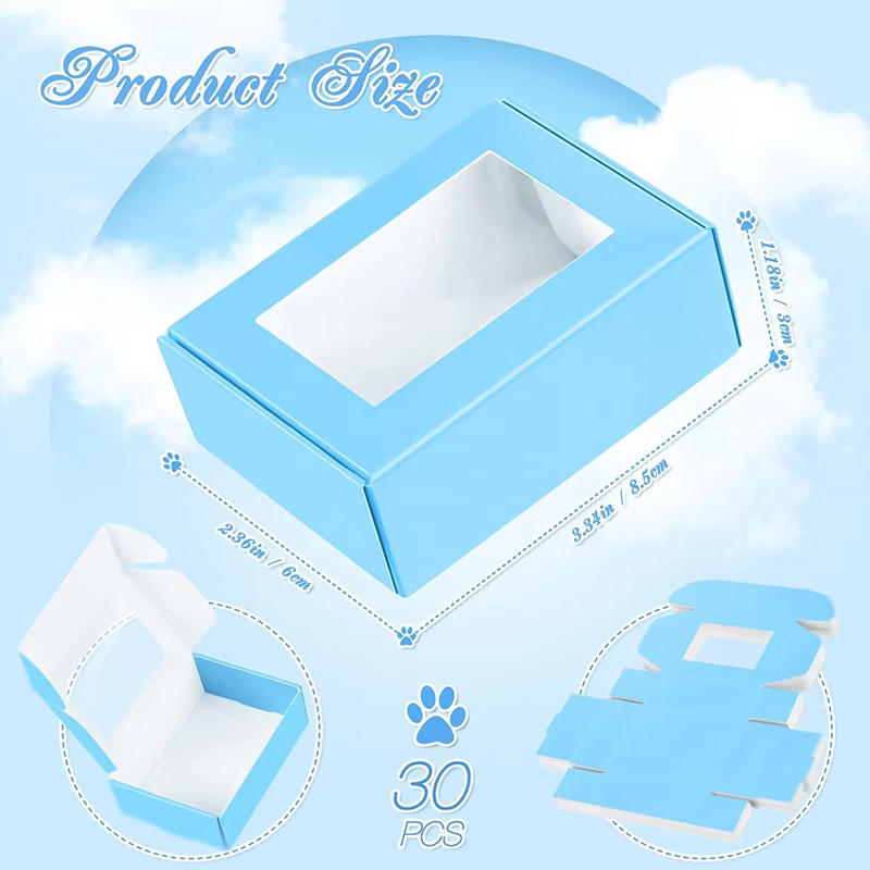 Best Choice Reliable Durable Present Packaging Candy Cookie Blue Mini Kraft Customized Paper Cake Box With Window